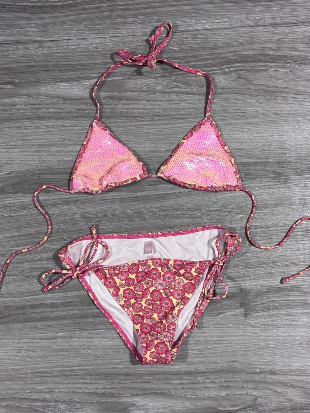 Victoria’s Secret 2000’s Pink Sequin Bikini Set